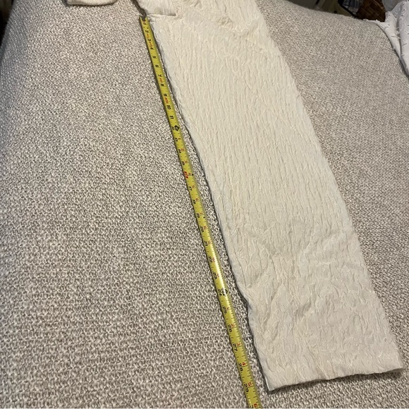 Periphery 2 Piece Cream Short Sleeve Lace Elastic Waist Crinkle Pant Suit Sz M - Picture 9 of 11